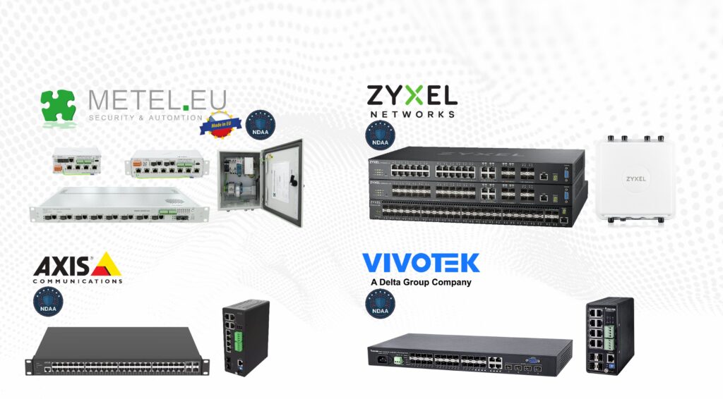 AXIS, METEL, VIVOTEK, ZYXEL - przełączniki sieciowe